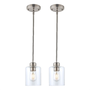 Design House Haddie 2-Pack Mini Pendants in Satin Nickel and Clear Glass