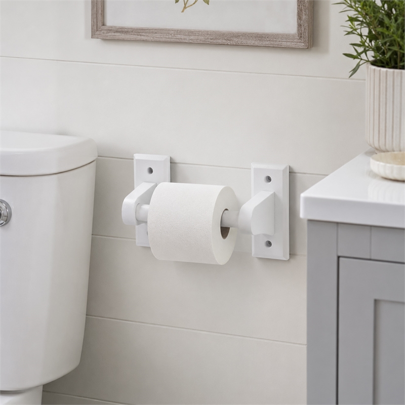 Design House Dalton Wall-Mount Toilet Paper Holder in White