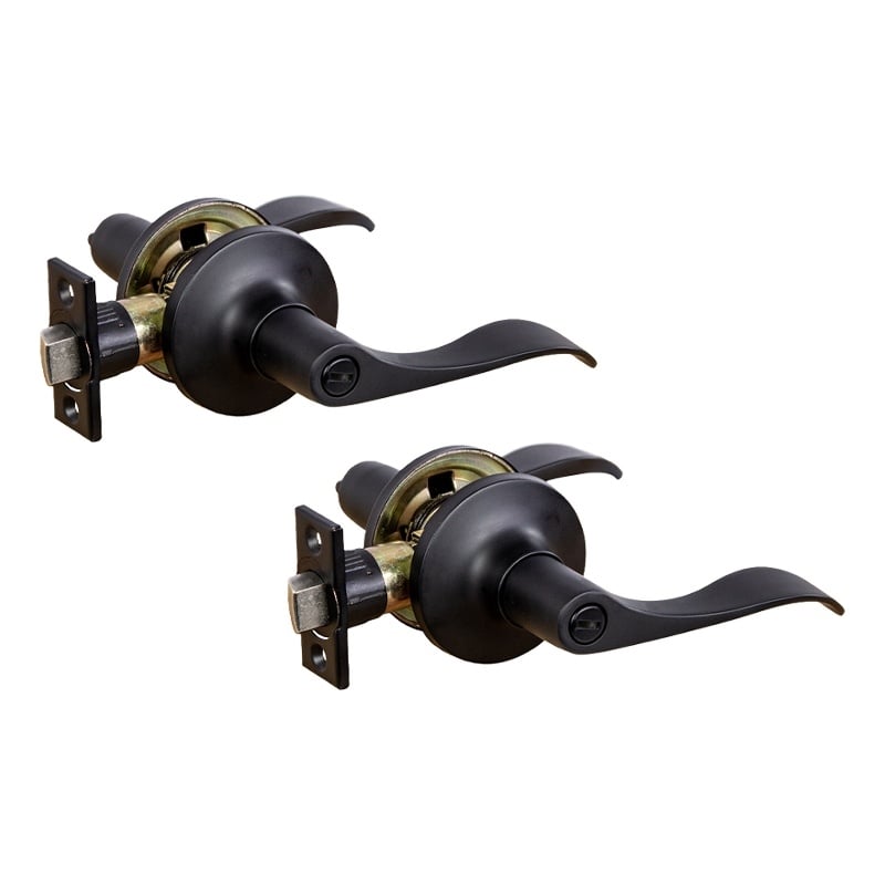 Design House Stratford Privacy Door Lever in Matte Black (2 Pack)