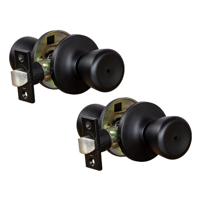 Design House Terrace Privacy Door Knob in Matte Black (2 Pack)