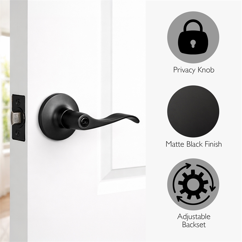 Design House Stratford Privacy Door Lever in Matte Black (6 Pack)