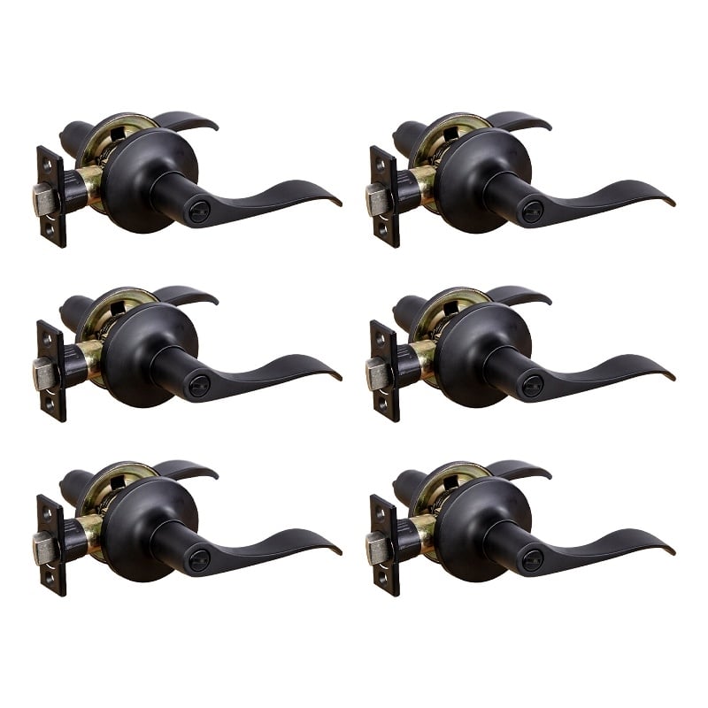 Design House Stratford Privacy Door Lever in Matte Black (6 Pack)