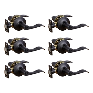 Design House Stratford Privacy Door Lever in Matte Black (6 Pack)