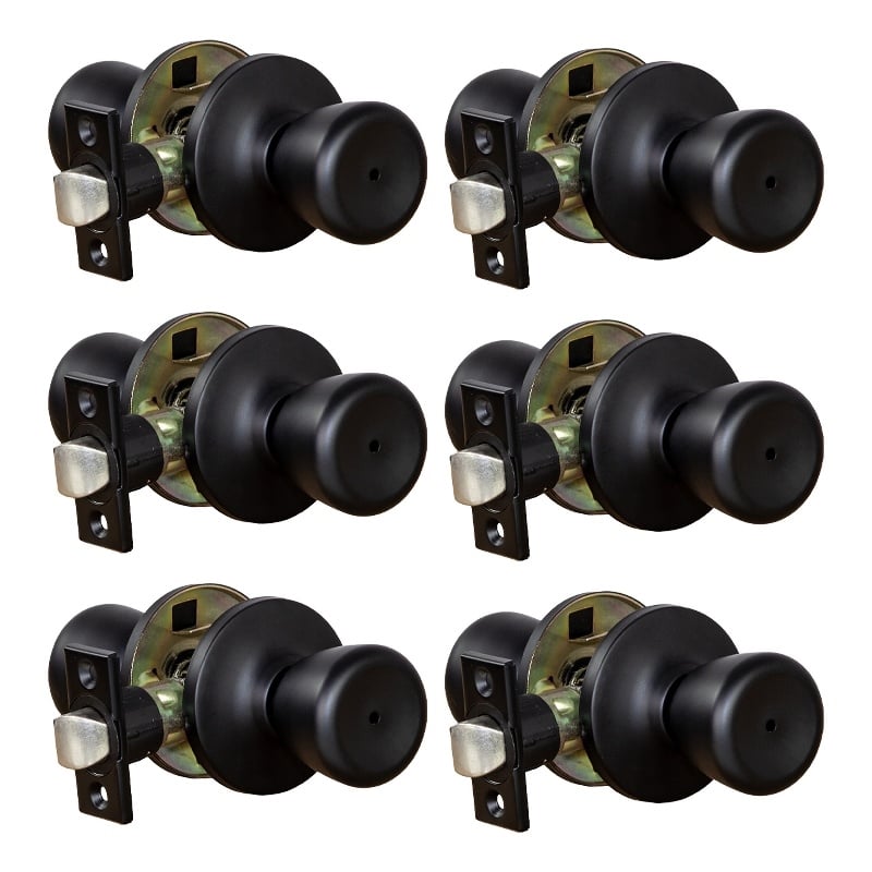 Design House Terrace Privacy Door Knob in Matte Black (6 Pack)