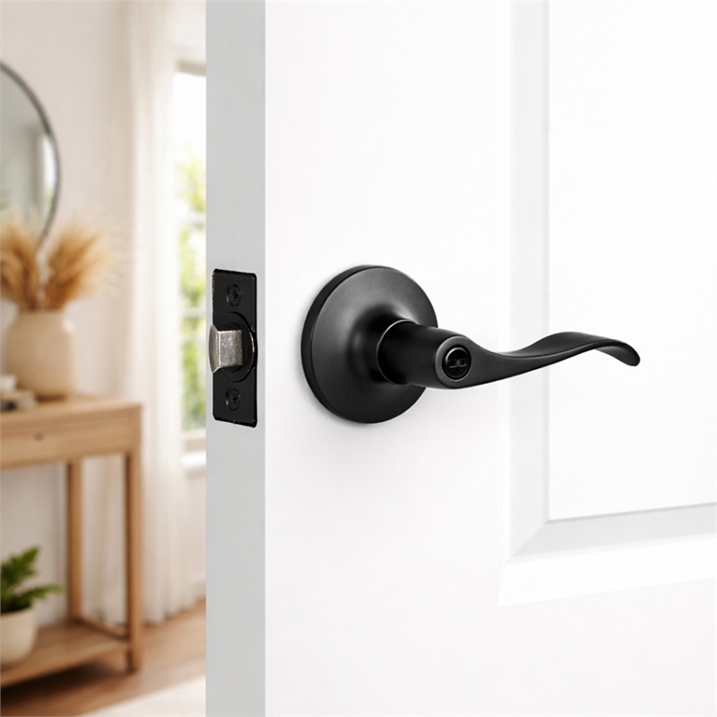 Design House Stratford Privacy Door Lever in Matte Black (12 Pack)