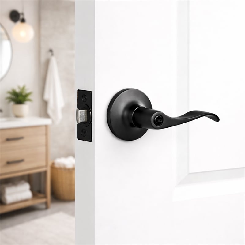Design House Stratford Privacy Door Lever in Matte Black (12 Pack)