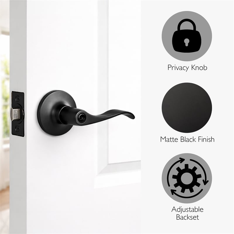 Design House Stratford Privacy Door Lever in Matte Black (12 Pack)