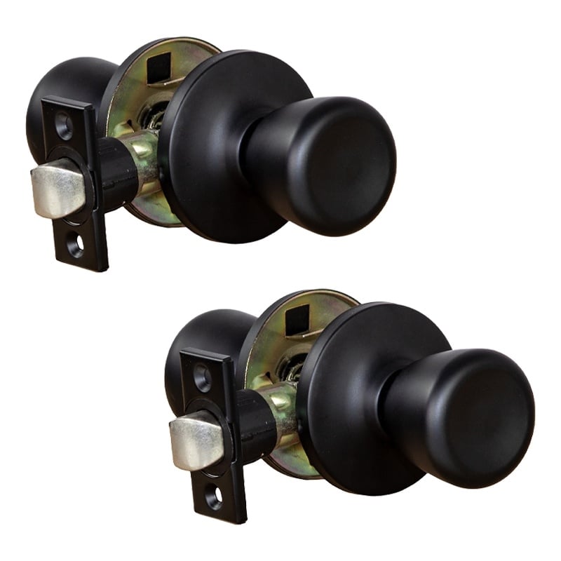 Design House Terrace Passage Door Knob in Matte Black (2 Pack)