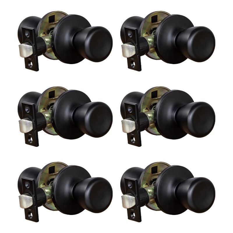 Design House Terrace Passage Door Knob in Matte Black (6 Pack)