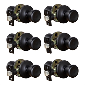 Design House Terrace Passage Door Knob in Matte Black (6 Pack)
