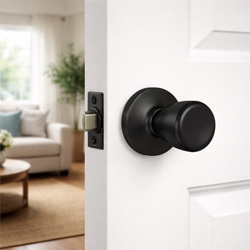 Design House Terrace Passage Door Knob in Matte Black (12 Pack)