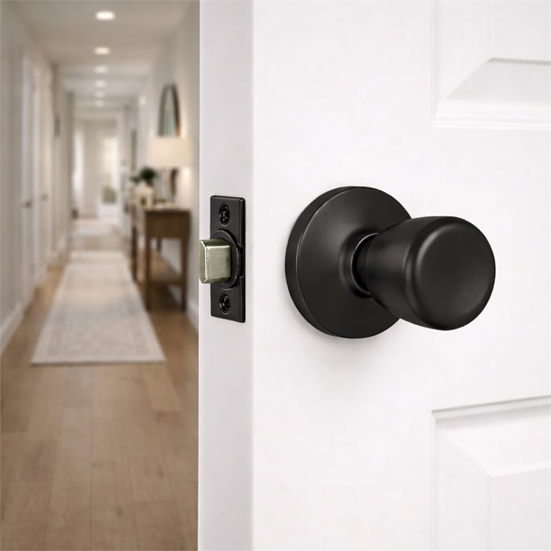 Design House Terrace Passage Door Knob in Matte Black (12 Pack)