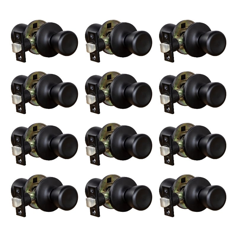 Design House Terrace Passage Door Knob in Matte Black (12 Pack)