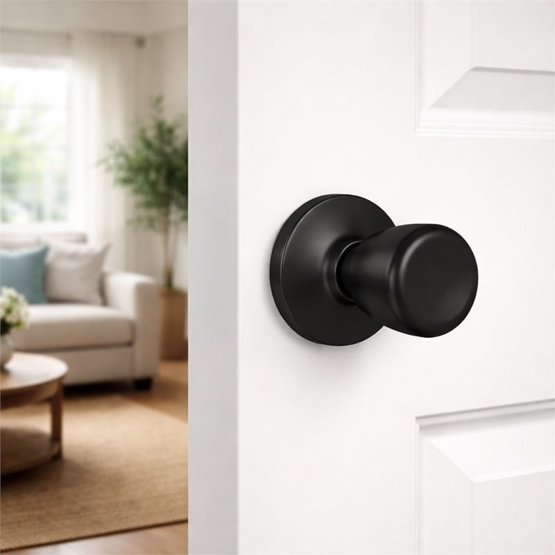 Design House Terrace Dummy Door Knob in Matte Black (2 Pack)