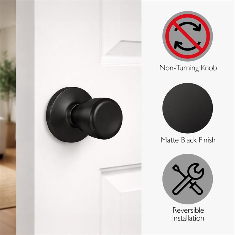 Design House Terrace Dummy Door Knob in Matte Black (6 Pack)