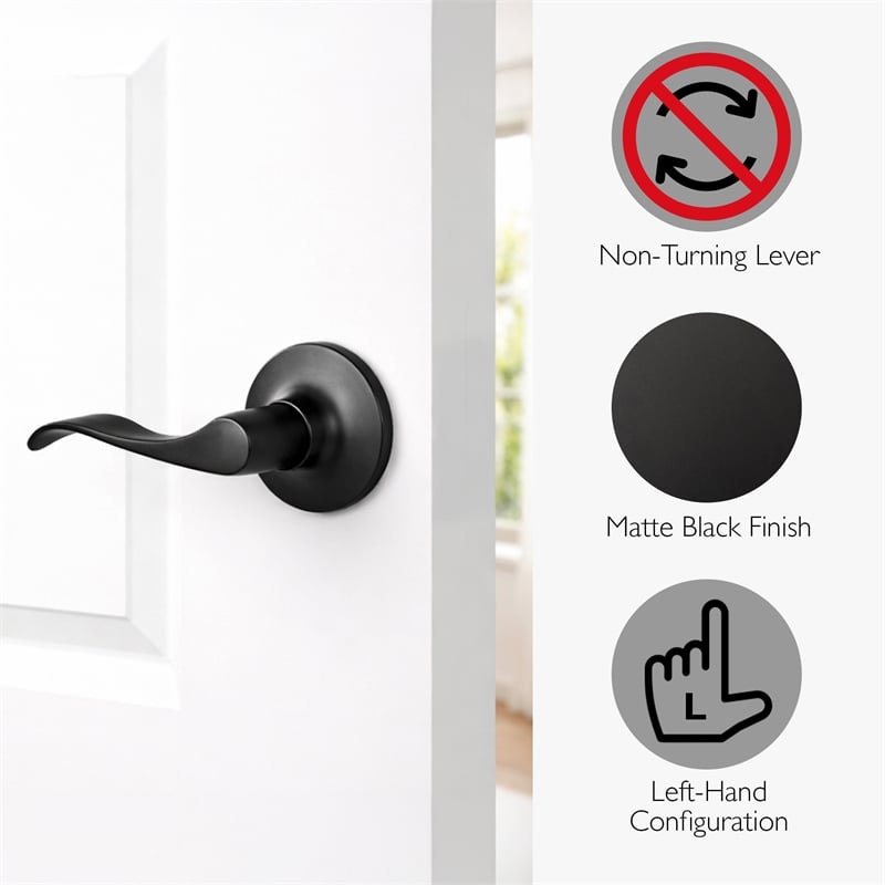 Design House Stratford Left-Hand Dummy Door Lever in Matte Black