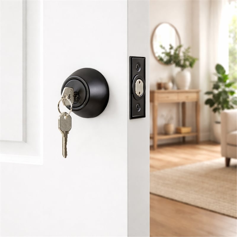 Design House Single-Cylinder Deadbolt in Matte Black (ANSI Grade 3)