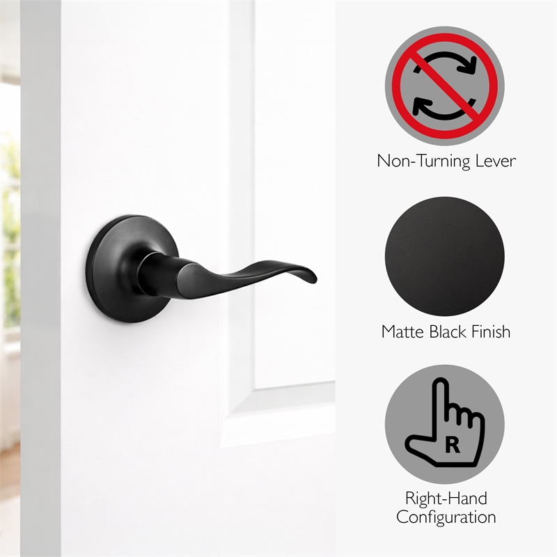 Design House Stratford Right-Hand Dummy Door Lever in Matte Black