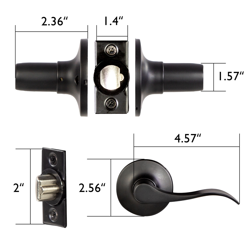 Design House Stratford Keyed Entry Door Lever in Matte Black (ANSI Grade 3)