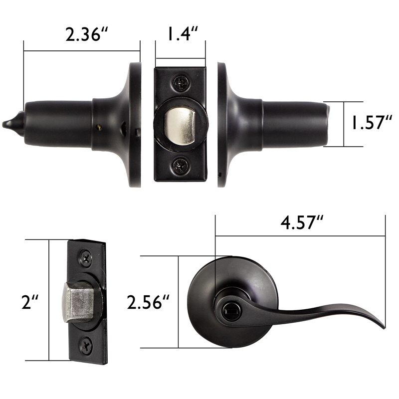 Design House Stratford Privacy Bed and Bath Door Lever in Matte Black