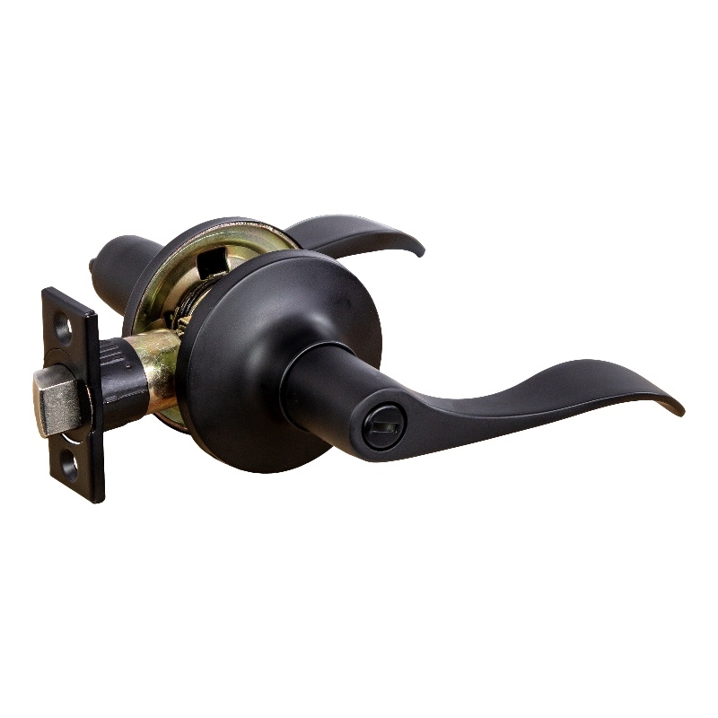 Design House Stratford Privacy Bed and Bath Door Lever in Matte Black