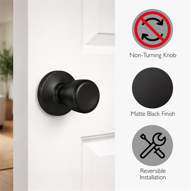 Design House Terrace Dummy Door Knob in Matte Black