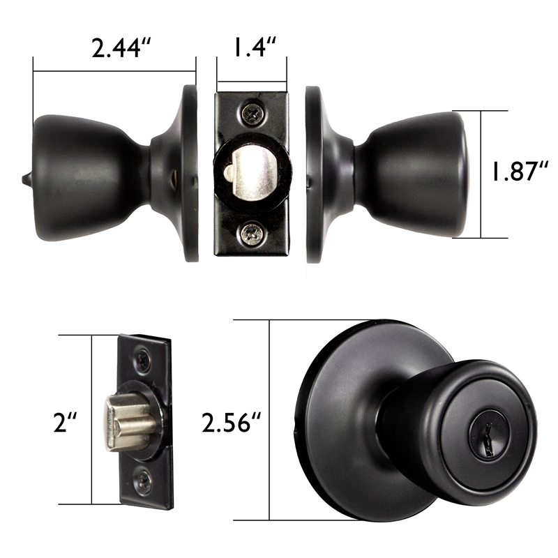 Design House Terrace Keyed Entry Door Knob in Matte Black