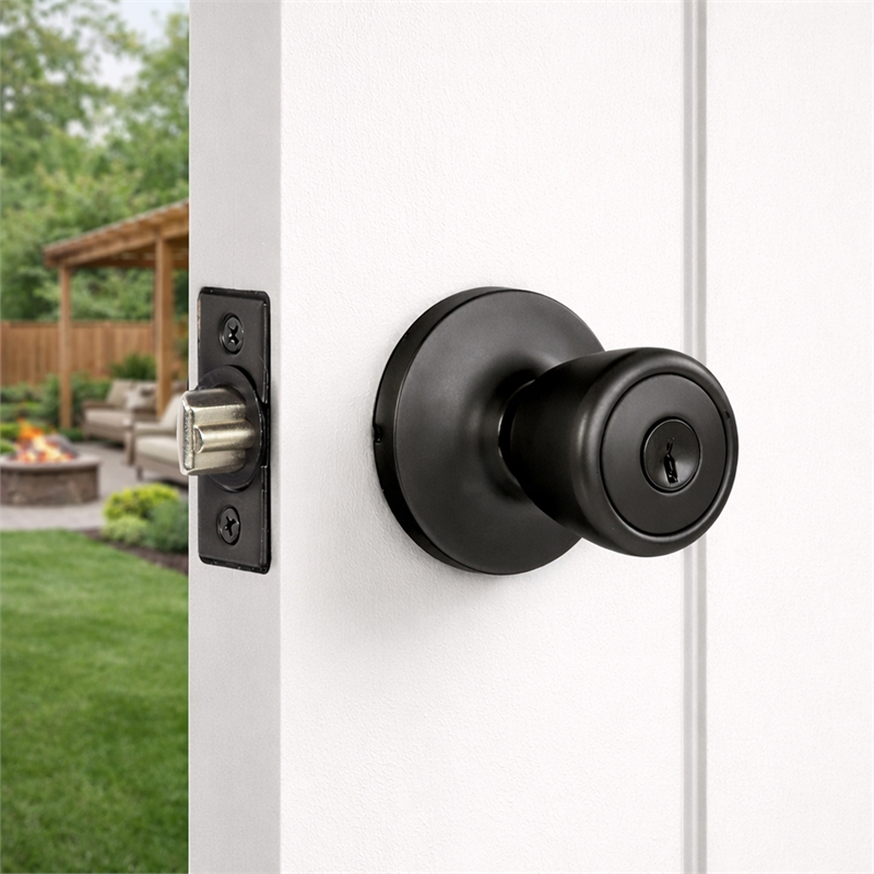 Design House Terrace Keyed Entry Door Knob in Matte Black