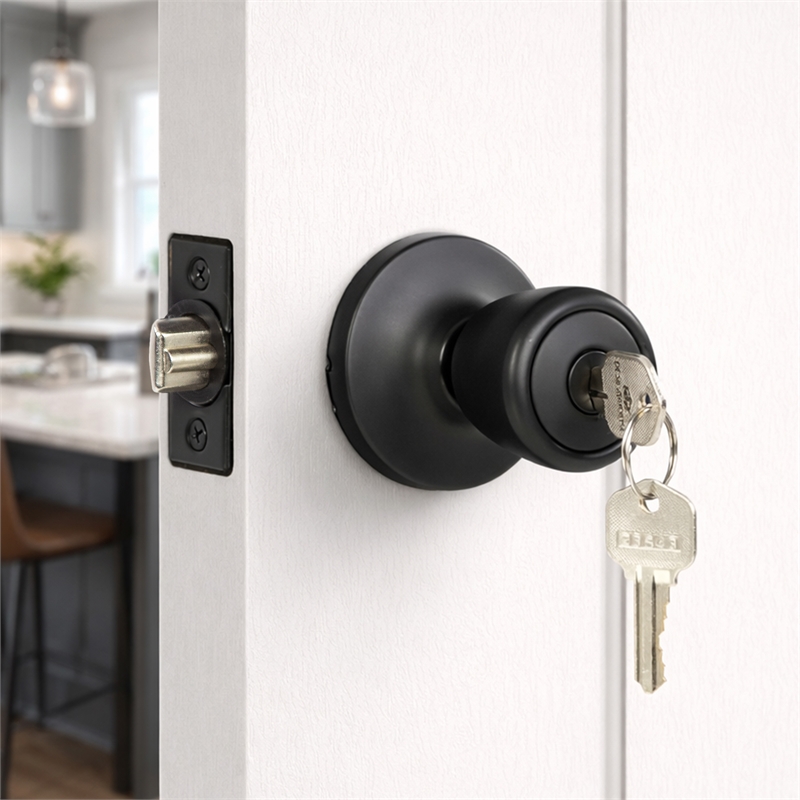 Design House Terrace Keyed Entry Door Knob in Matte Black