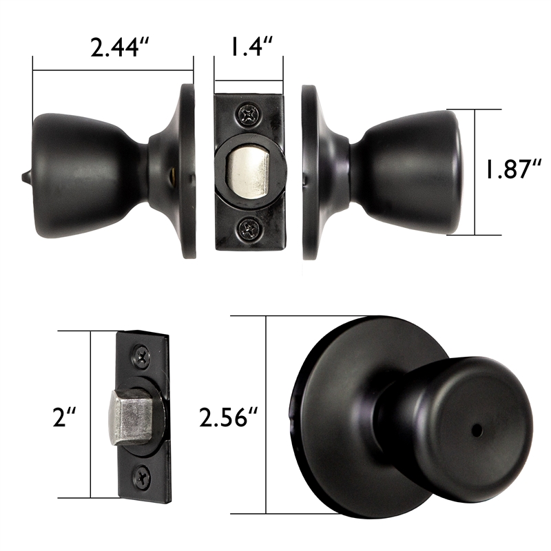 Design House Terrace Privacy Bed and Bath Door Knob in Matte Black