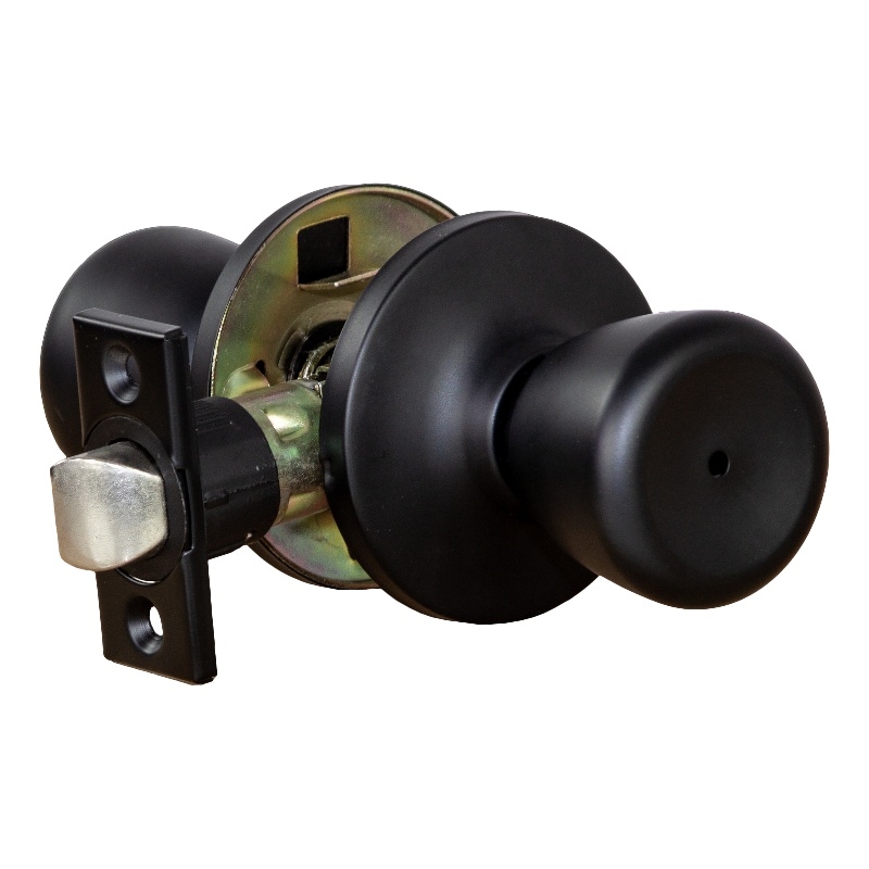 Design House Terrace Privacy Bed and Bath Door Knob in Matte Black