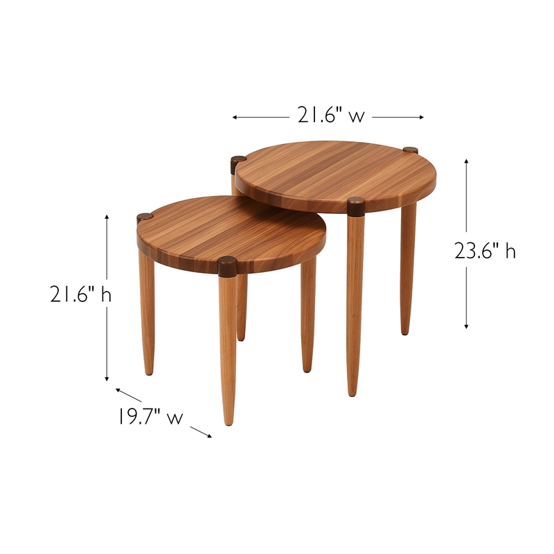 Leick Home Redonda Bay Side Table Set in Natural (2 Piece)