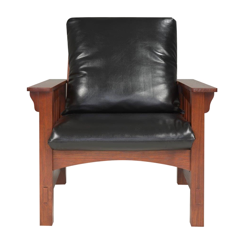Leick Home Mission Adjustable Reclining Faux Leather Armchair in Brown