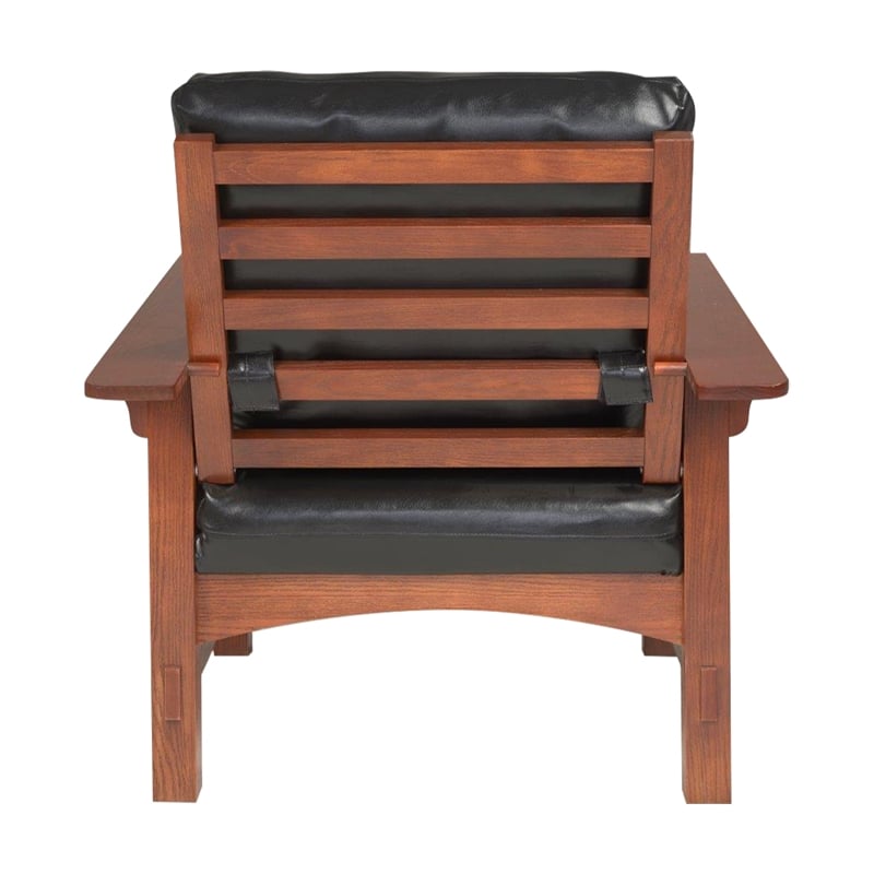 Leick Home Mission Adjustable Reclining Faux Leather Armchair in Brown