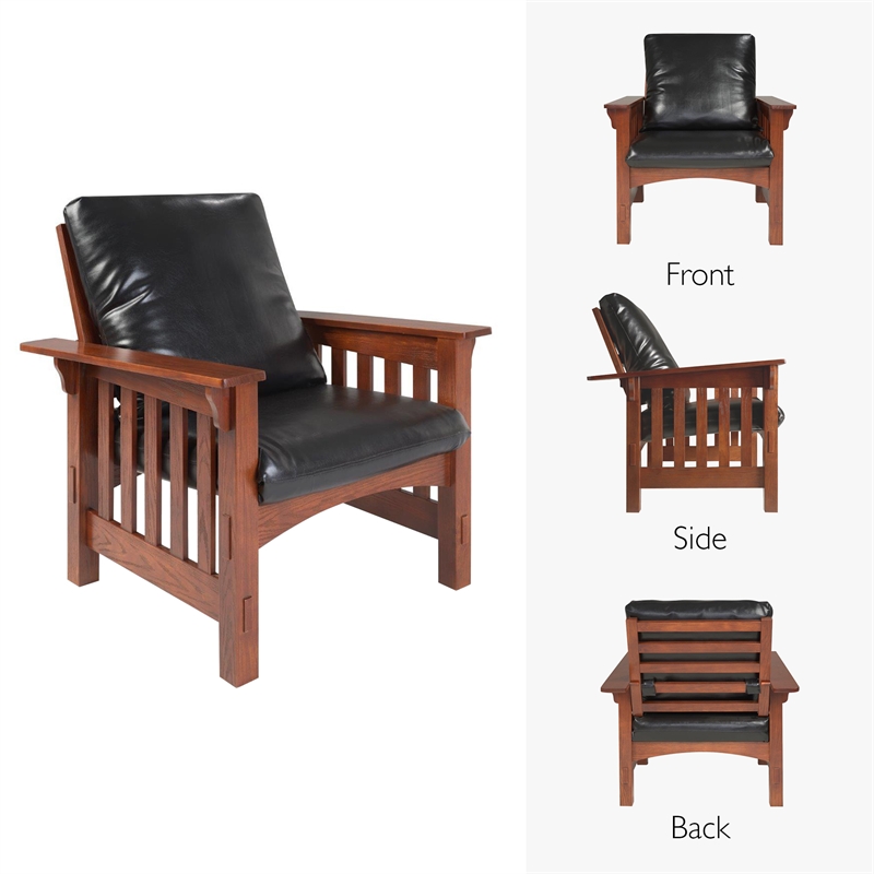 Leick Home Mission Adjustable Reclining Faux Leather Armchair in Brown