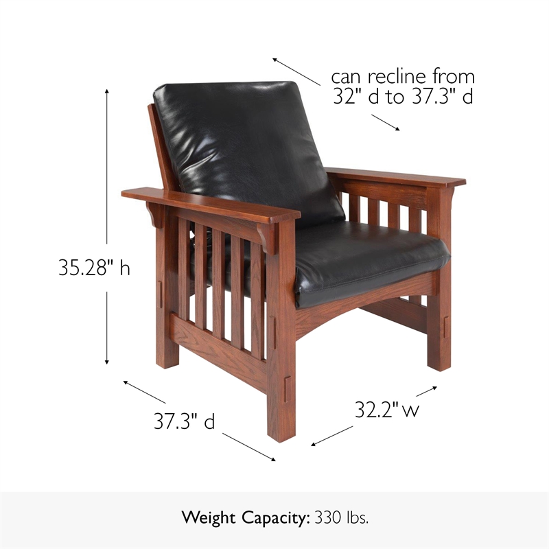 Leick Home Mission Adjustable Reclining Faux Leather Armchair in Brown