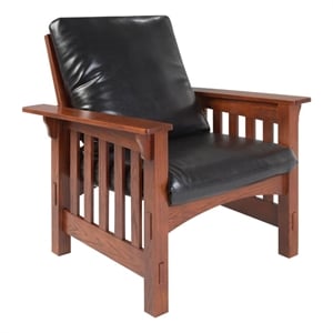 Leick Home Mission Adjustable Reclining Faux Leather Armchair in Brown