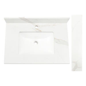 Design House Calesco 31&quot Single Hole Vanity Top and Side Splash in Quartz