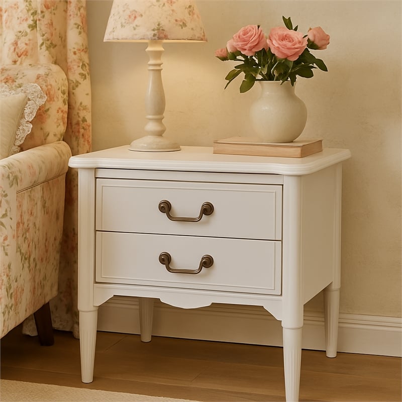 Design House Oxford End Table with Drawers in Antique White
