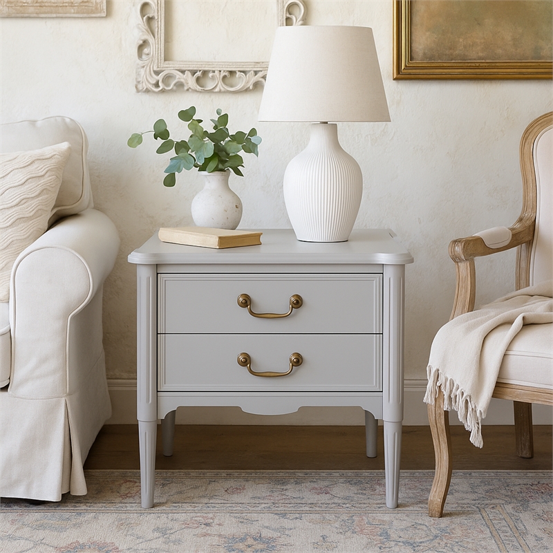 Design House Oxford End Table with Drawers in Gray