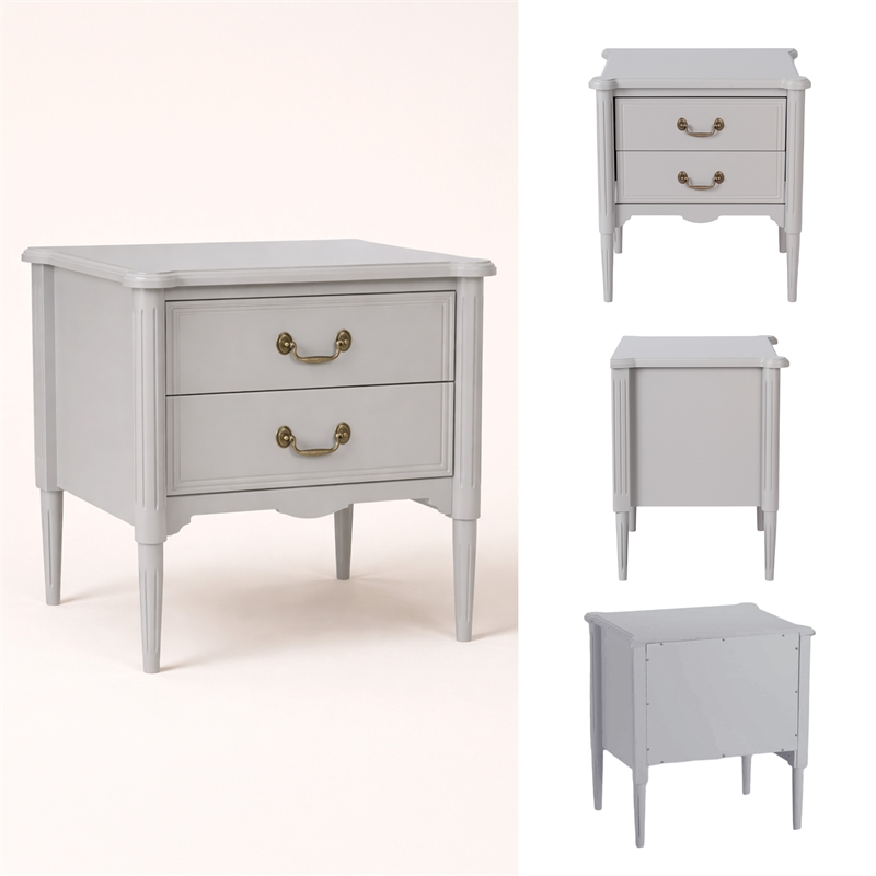 Design House Oxford End Table with Drawers in Gray