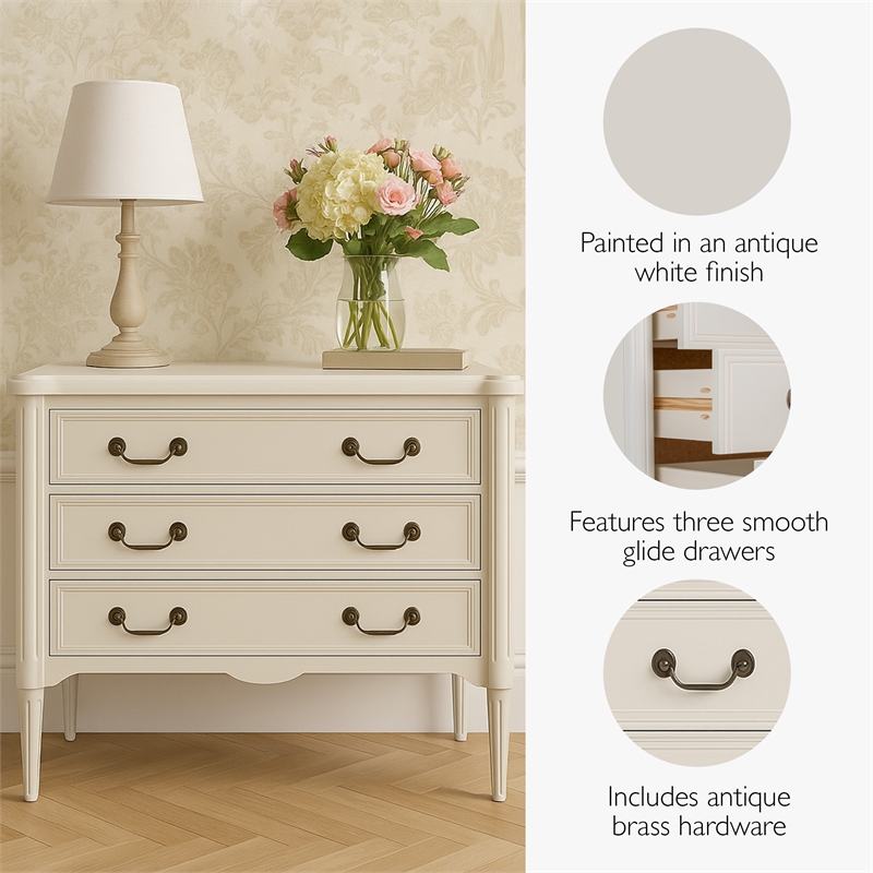 Design House Oxford Chest with Drawers in Antique White