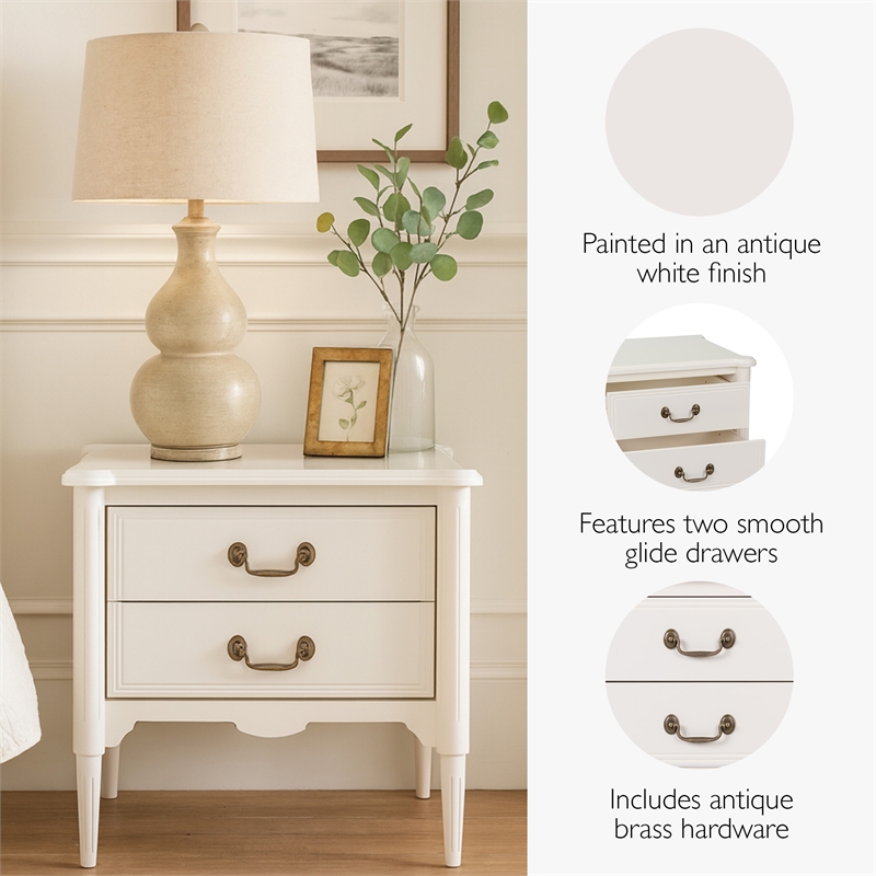Design House Oxford End Table and Chest Set in Antique White