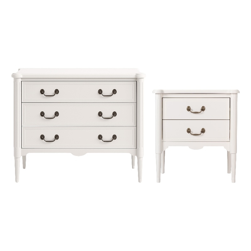 Design House Oxford End Table and Chest Set in Antique White