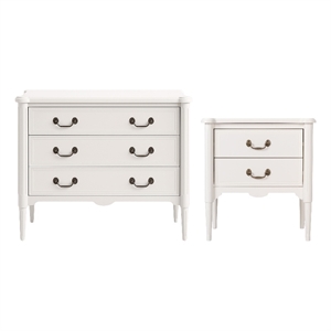 Design House Oxford End Table and Chest Set in Antique White