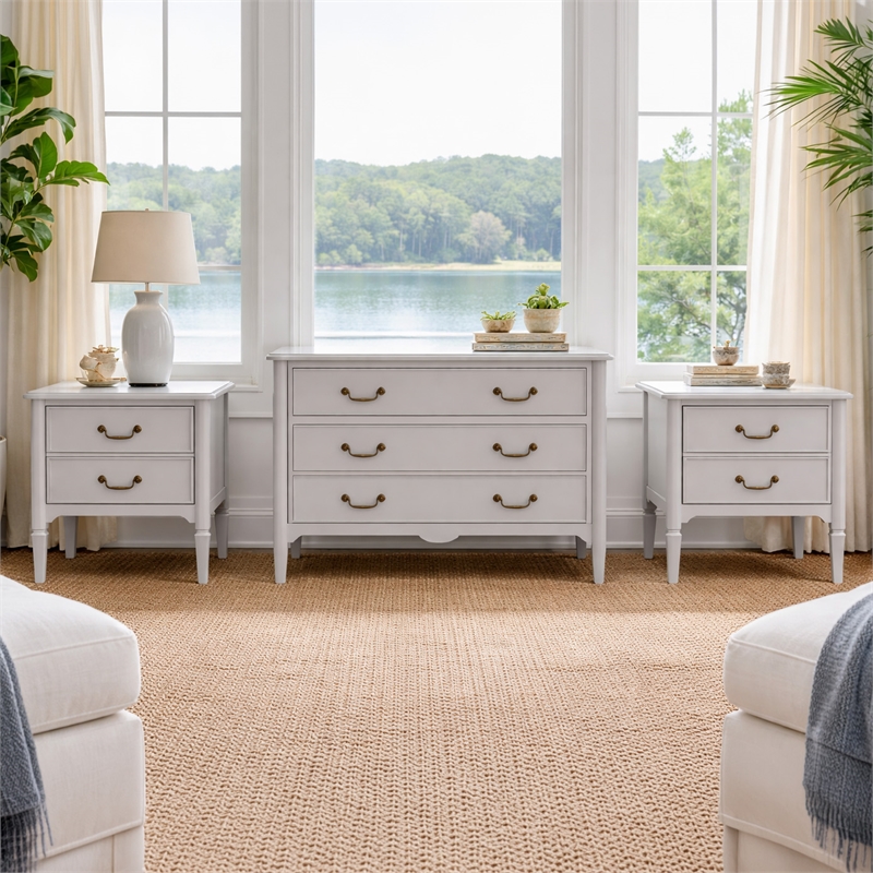 Design House Oxford Table and Chest Set in Gray (3 Piece)