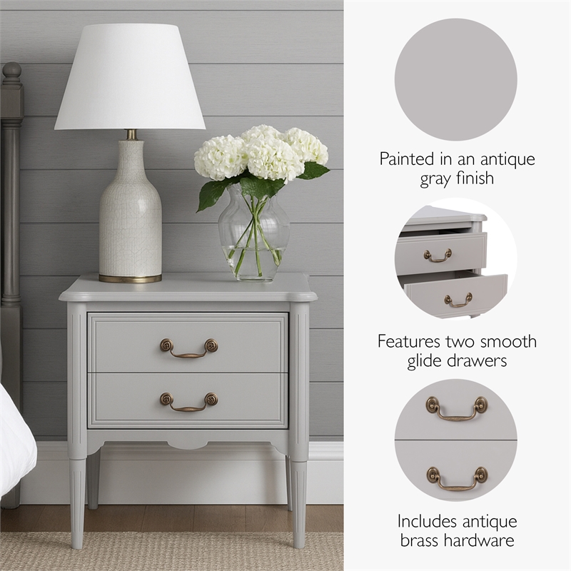 Design House Oxford Table and Chest Set in Gray (3 Piece)