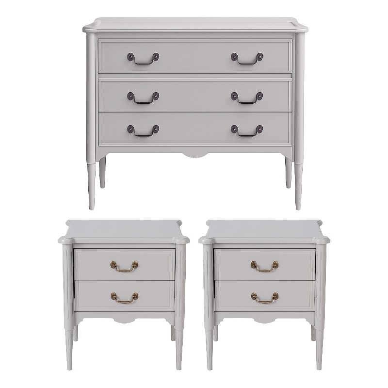 Design House Oxford Table and Chest Set in Gray (3 Piece)