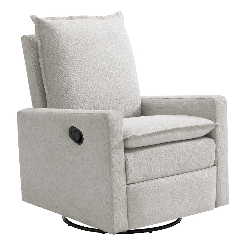 Oxford Baby Uptown Wood and Fabric Swivel Glider & Recliner in Sand Beige