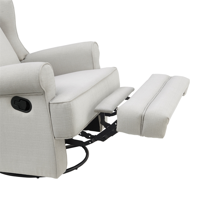 Oxford Baby Teegan Wood and Fabric Swivel Glider & Recliner in Sand Beige